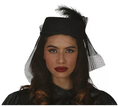 Gorro y Velo de Viuda Negro