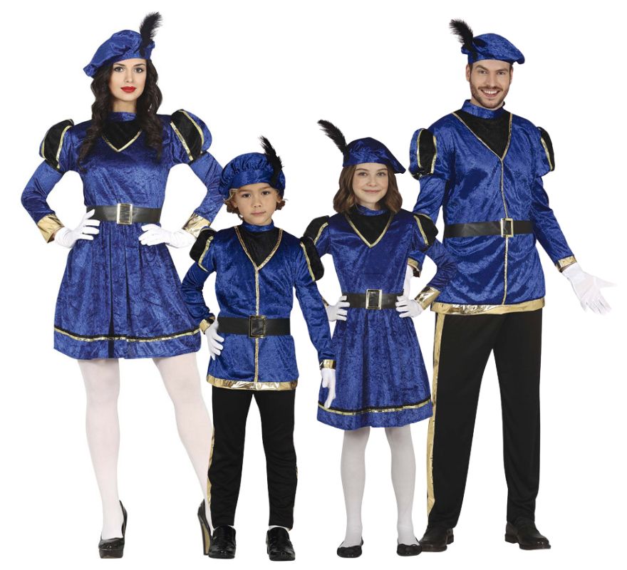 Grupo de pajes elegantes en color azul