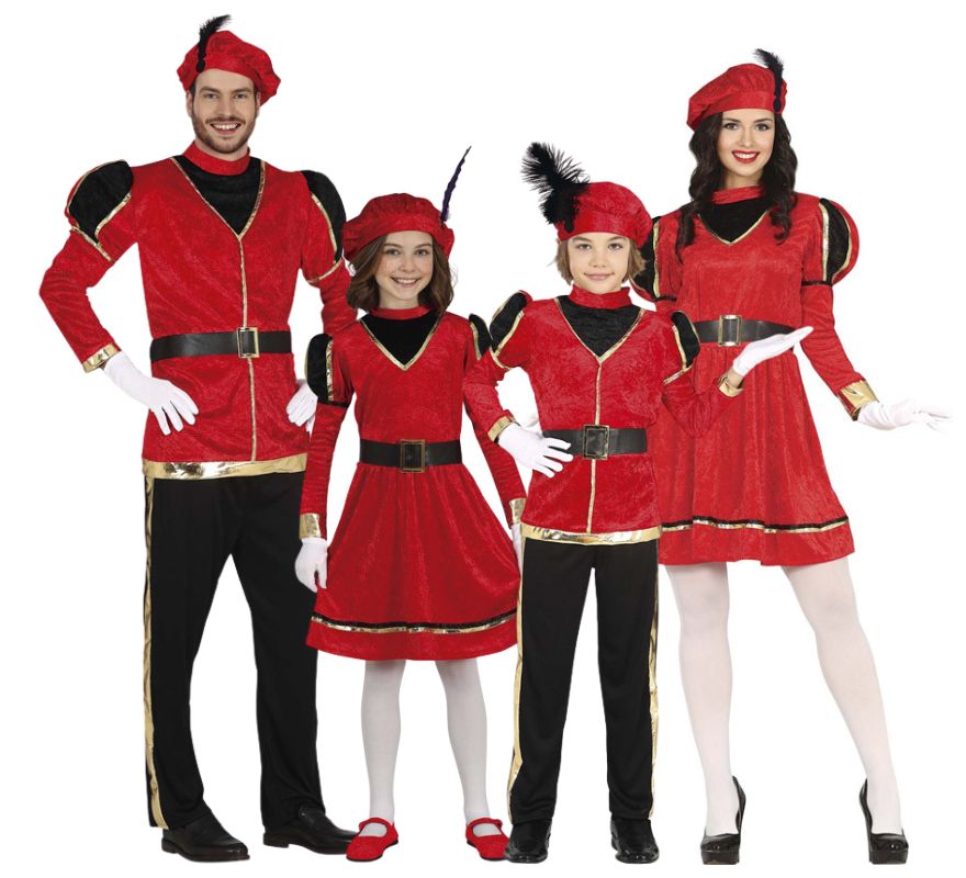 Grupo de pajes elegantes en color rojo