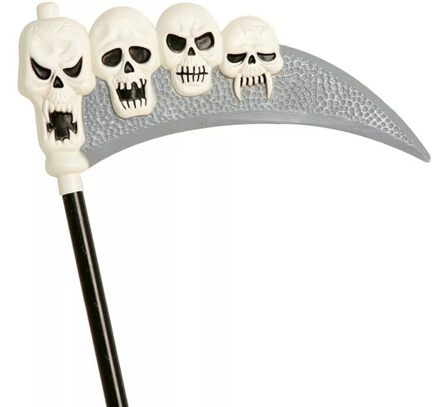 Guadaña con calaveras de 120 cm.