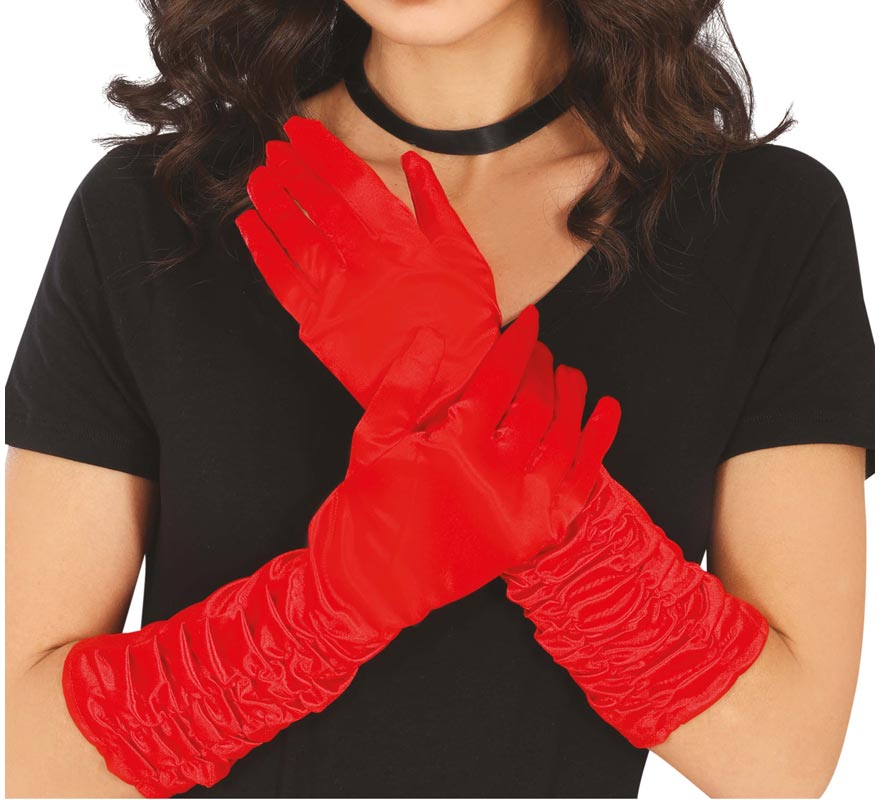 Translation missing: es.Guantes arrugados rojos de 45 cm