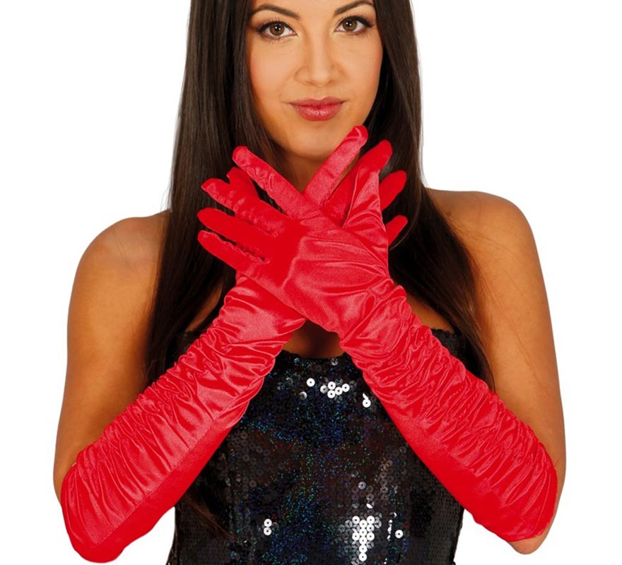 Translation missing: es.Guantes arrugados rojos de 45 cm