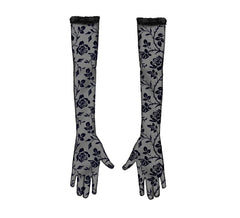 Guantes Calado Flores negro de 38 cm