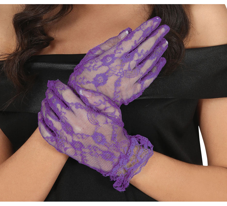 Translation missing: es.Guantes Calados Lila de 22 cm