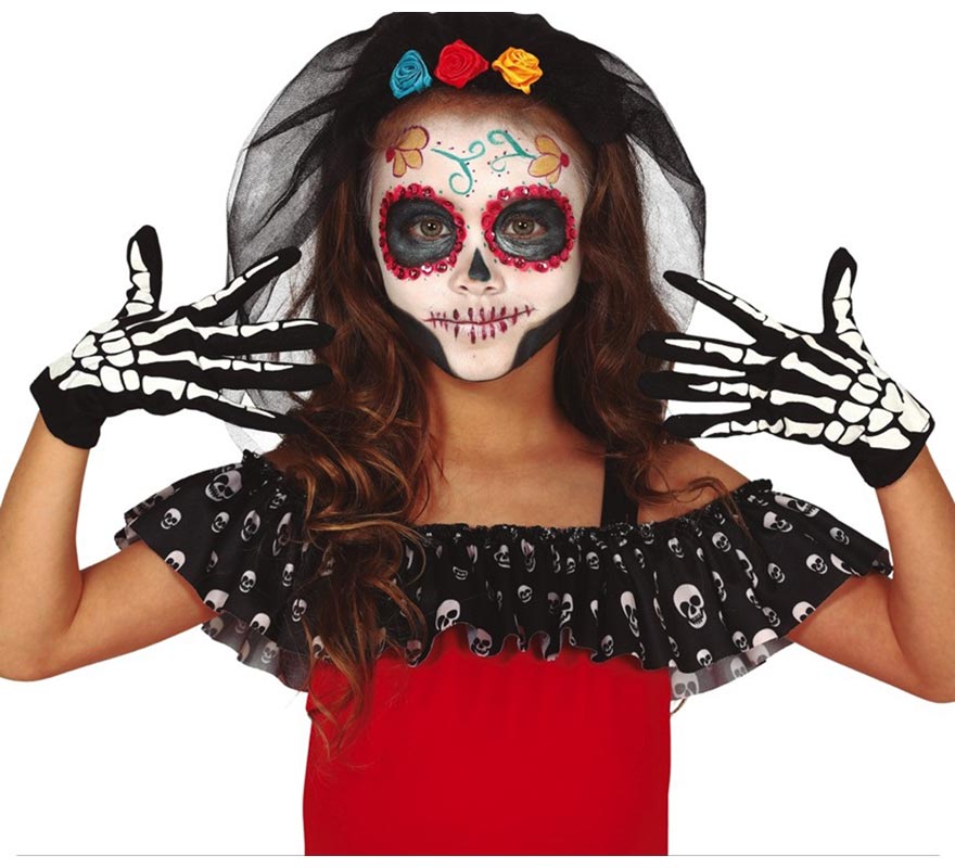 Guantes con Huesos de Esqueletos Infantiles