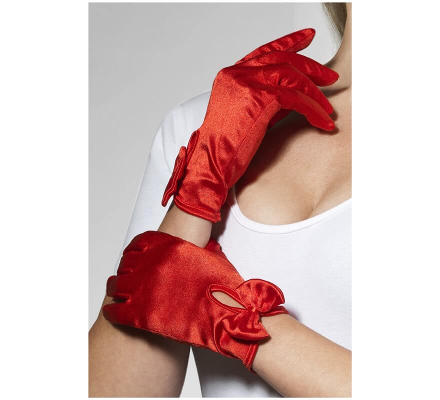 Guantes Cortos Rojos con Lazo
