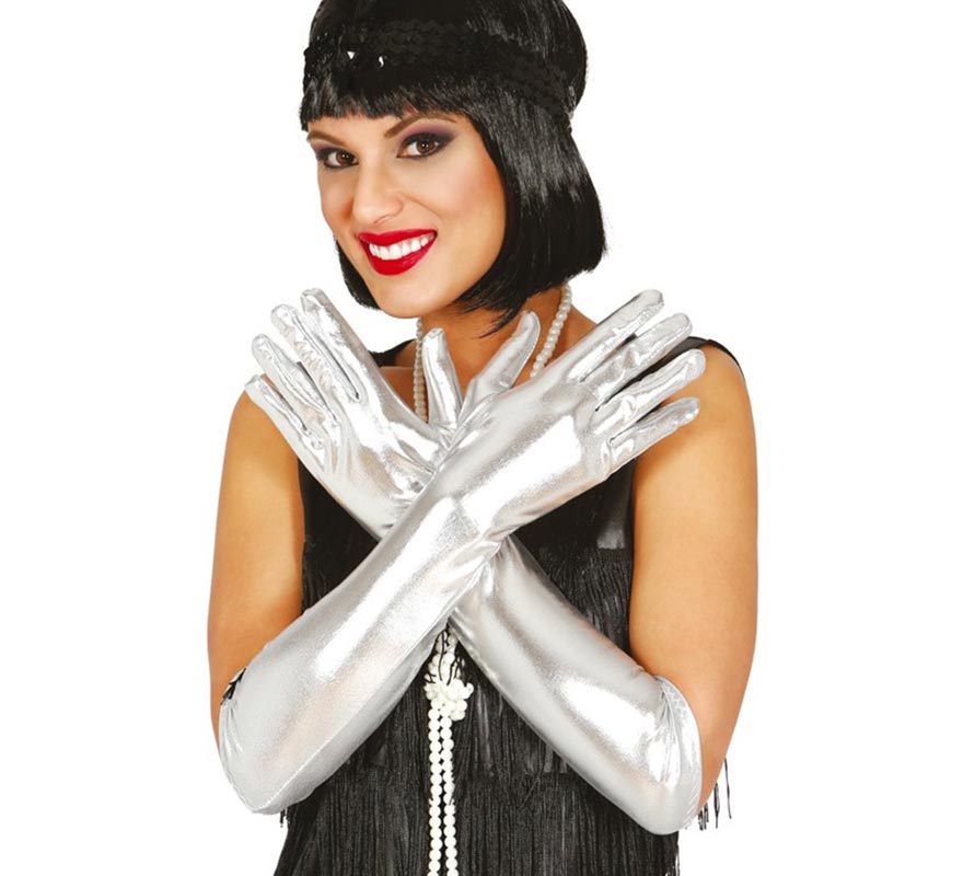 Guantes Largos color plata 44 cm