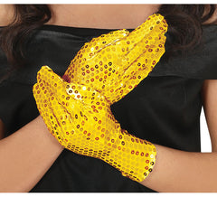 Guantes Oro de Lentejuelas Adulto de 22 cm