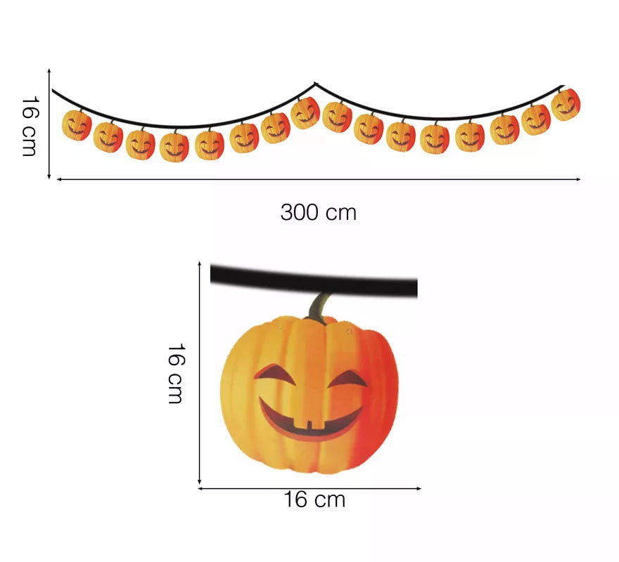 Translation missing: es.Guirnalda Calabazas de 300 cm 16X16 cm (Alta calidad)