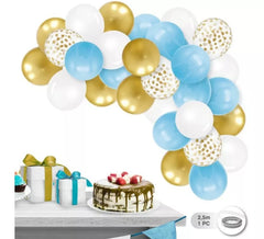 Guirnalda de 30 Globos Azules, blancos y dorados