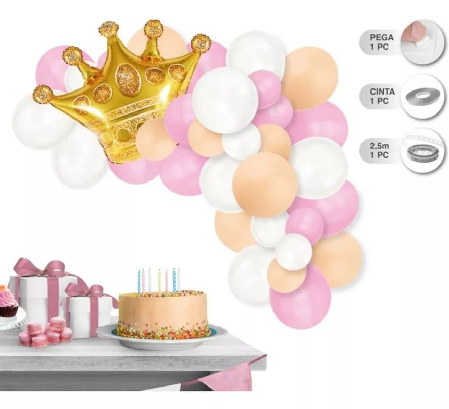 Translation missing: es.Guirnalda de 45 Globos con Corona dorada