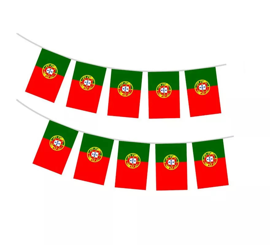 Translation missing: es.Guirnalda de Banderas de Portugal de 20x30 cm de 10 m de largo