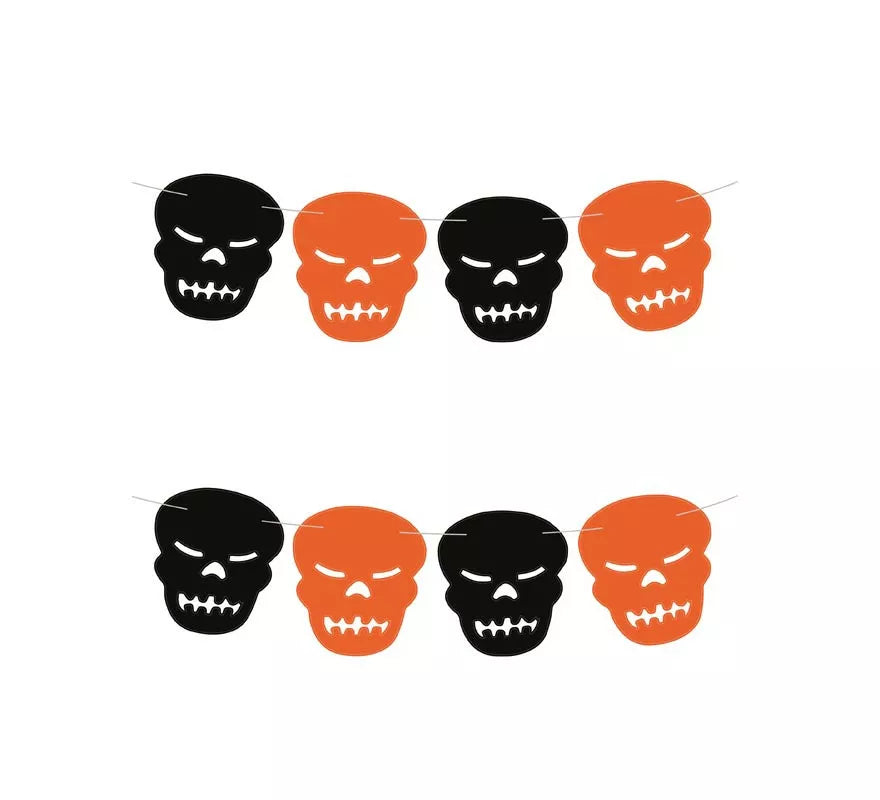 Translation missing: es.Guirnalda de Calavera negro y naranja de 3 m