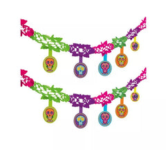 Guirnalda de Día de los Muertos Calaveras multicolor de 2 m