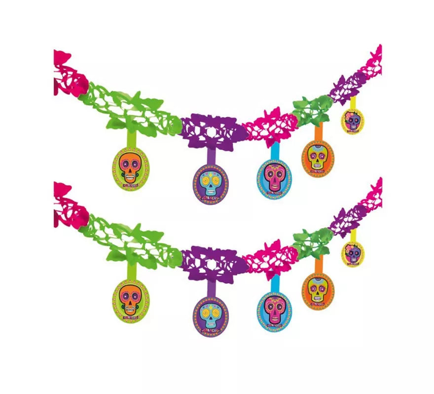 Translation missing: es.Guirnalda de Día de los Muertos Calaveras multicolor de 2 m