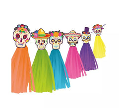 Guirnalda de Día de los Muertos con flecos de 2 m