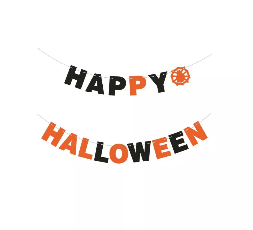 Guirnalda de Happy Halloween naranja y negro de 3 m