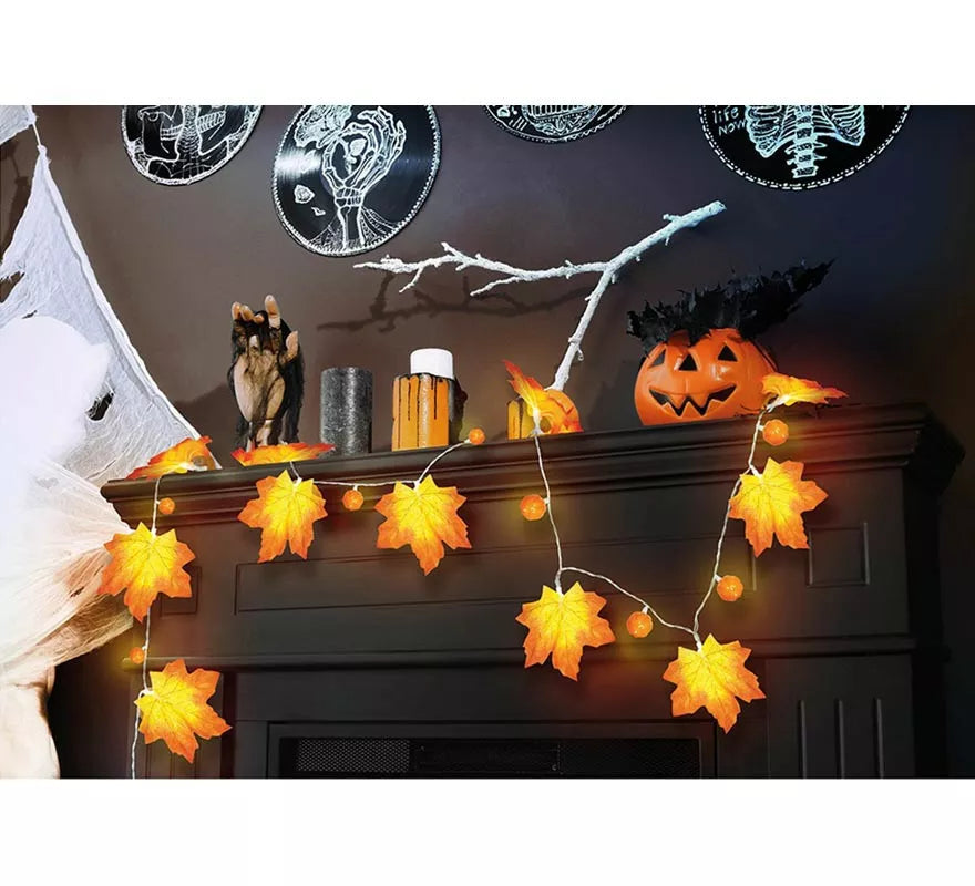 Translation missing: es.Guirnalda de Hojas Calabaza a Pilas de 20 Leds