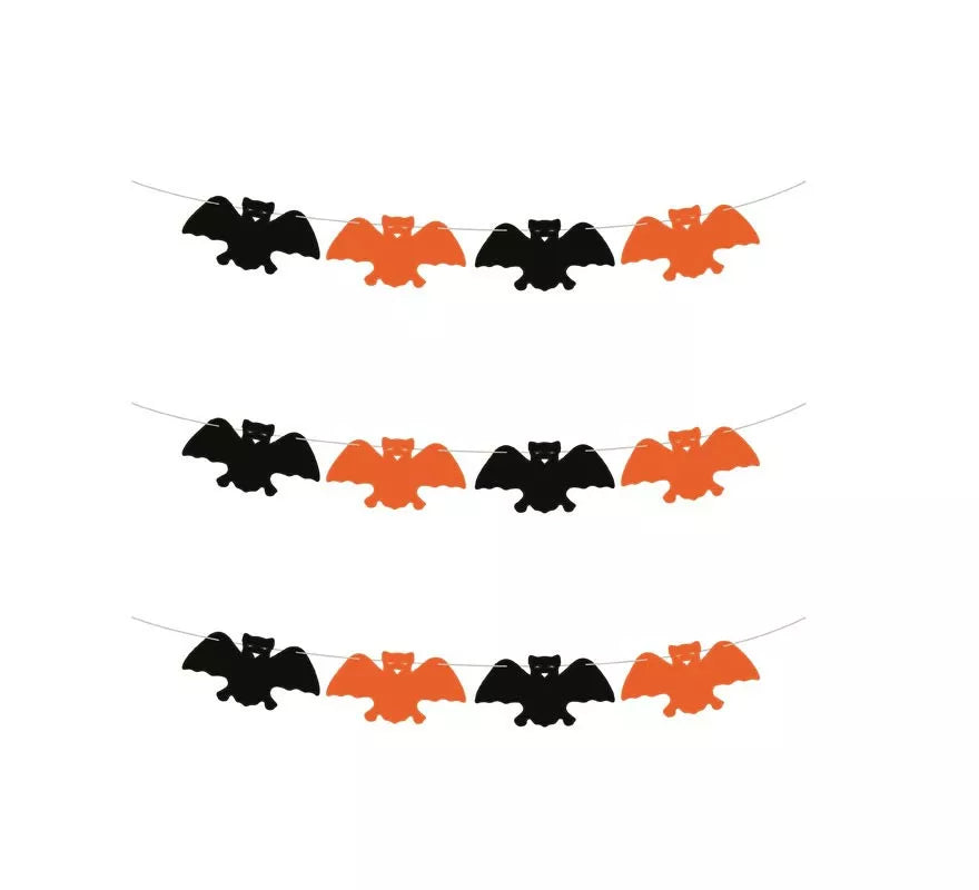 Guirnalda de Murciélagos negro y naranja de 3 m