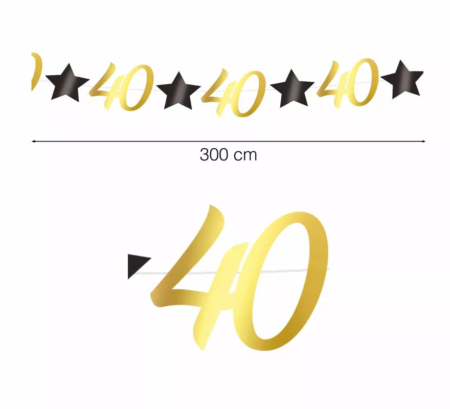 Translation missing: es.Guirnalda Dorada 40 Años Cumpleaños y Aniversarios de 300 cms