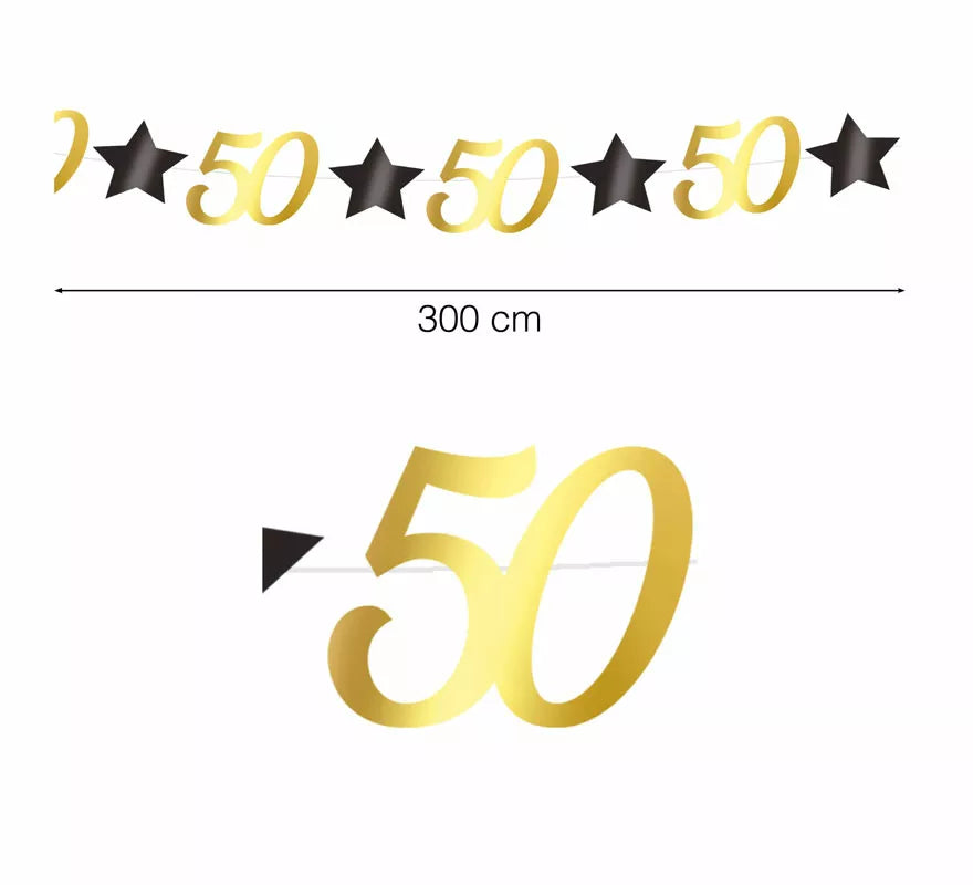 Translation missing: es.Guirnalda Dorada 50 Años Cumpleaños y Aniversarios de 300 cms
