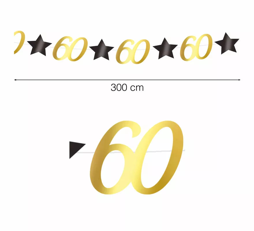 Translation missing: es.Guirnalda Dorada 60 Años Cumpleaños y Aniversarios de 300 cms