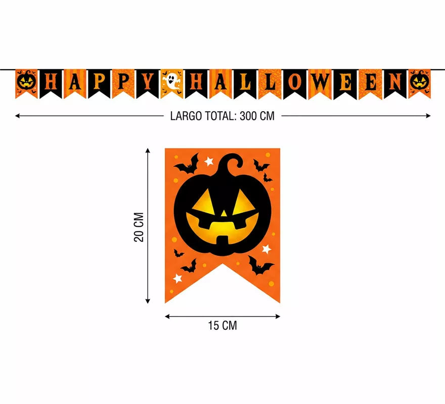 Guirnalda 'Happy Halloween' de 300 cm 20x15 cm