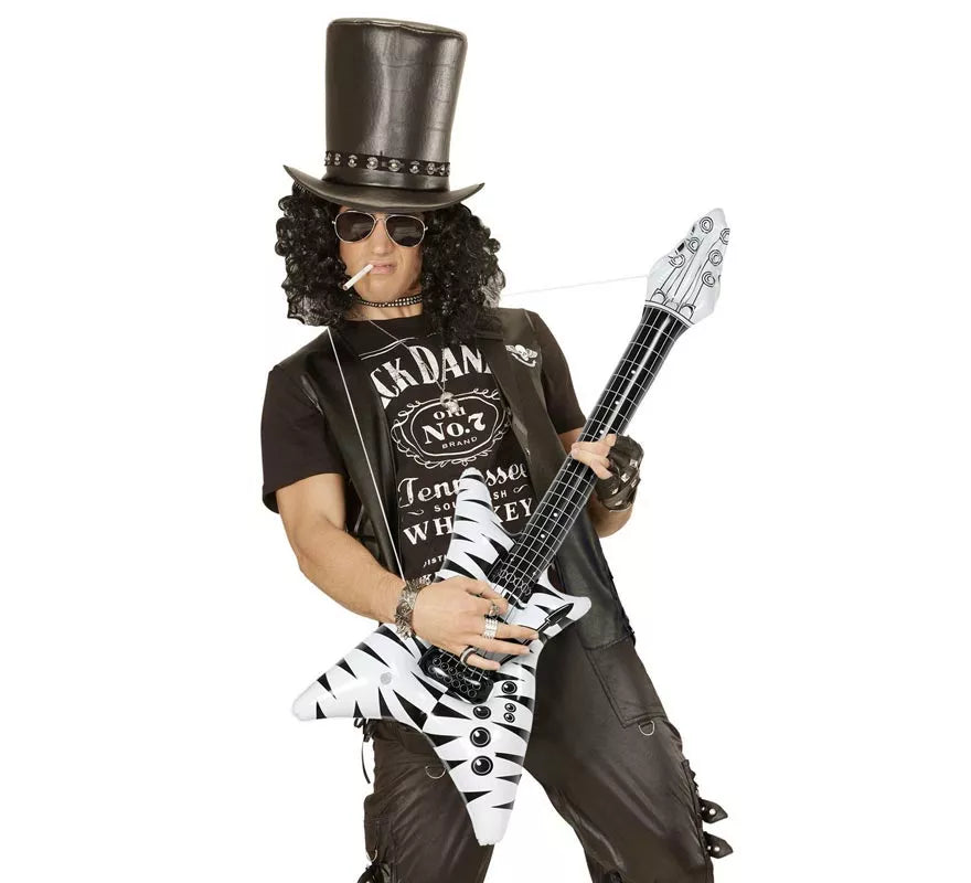 Translation missing: es.Guitarra Rockstar estampado cebra hinchable de 95 cm