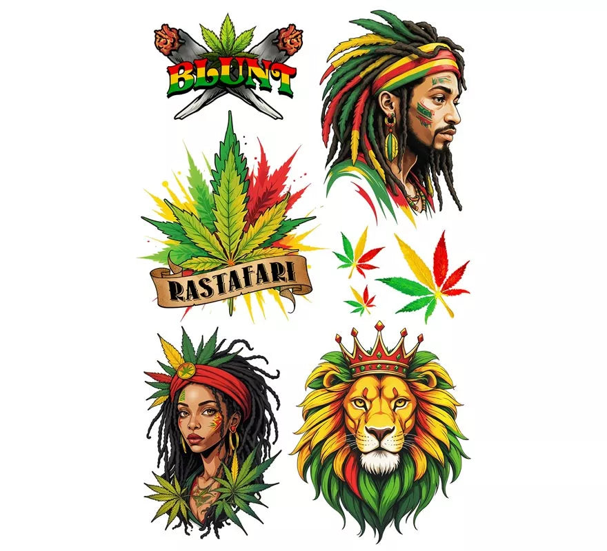 Translation missing: es.Hoja de Tatuajes Jamaicanos de 14x30 cm