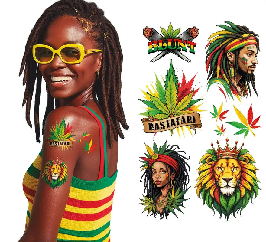 Translation missing: es.Hoja de Tatuajes Jamaicanos de 14x30 cm