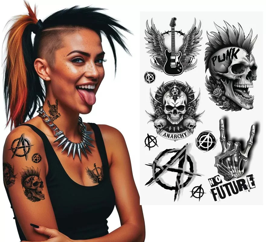 Translation missing: es.Hoja de Tatuajes Punk de 14x30 cm