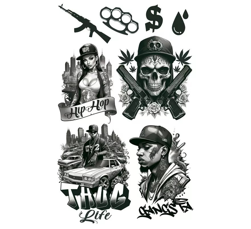 Translation missing: es.Hoja de Tatuajes Thug Life de 14x30 cm