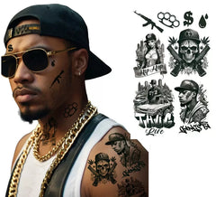 Hoja de Tatuajes Thug Life de 14x30 cm