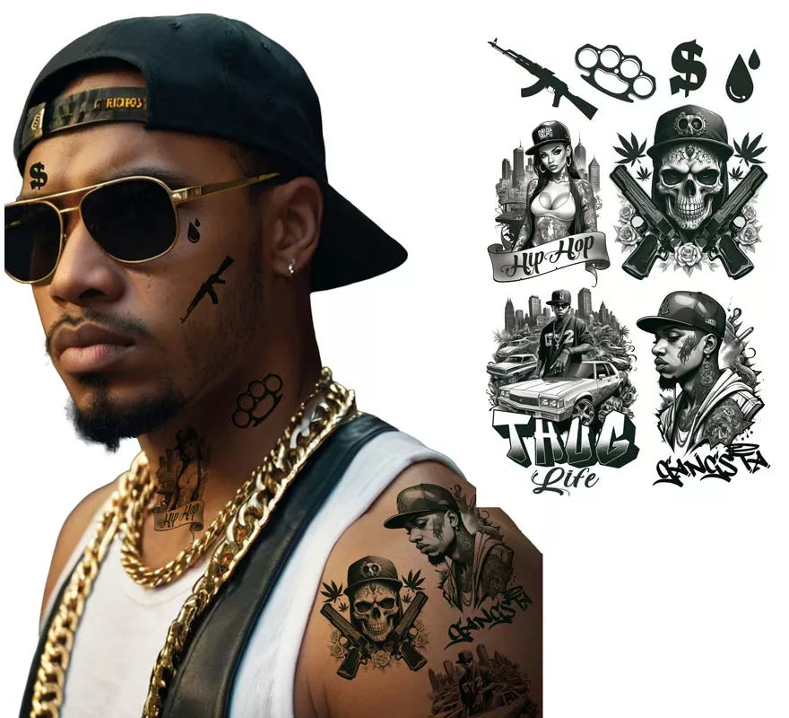 Translation missing: es.Hoja de Tatuajes Thug Life de 14x30 cm