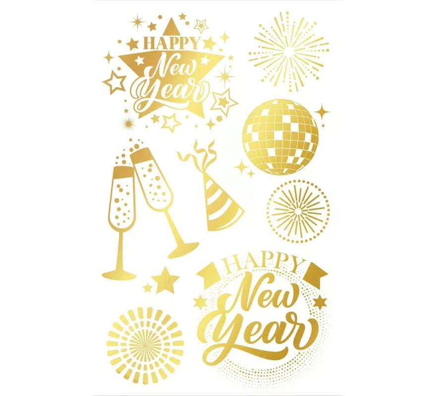 Translation missing: es.Hoja Tatuajes Happy New Year dorado