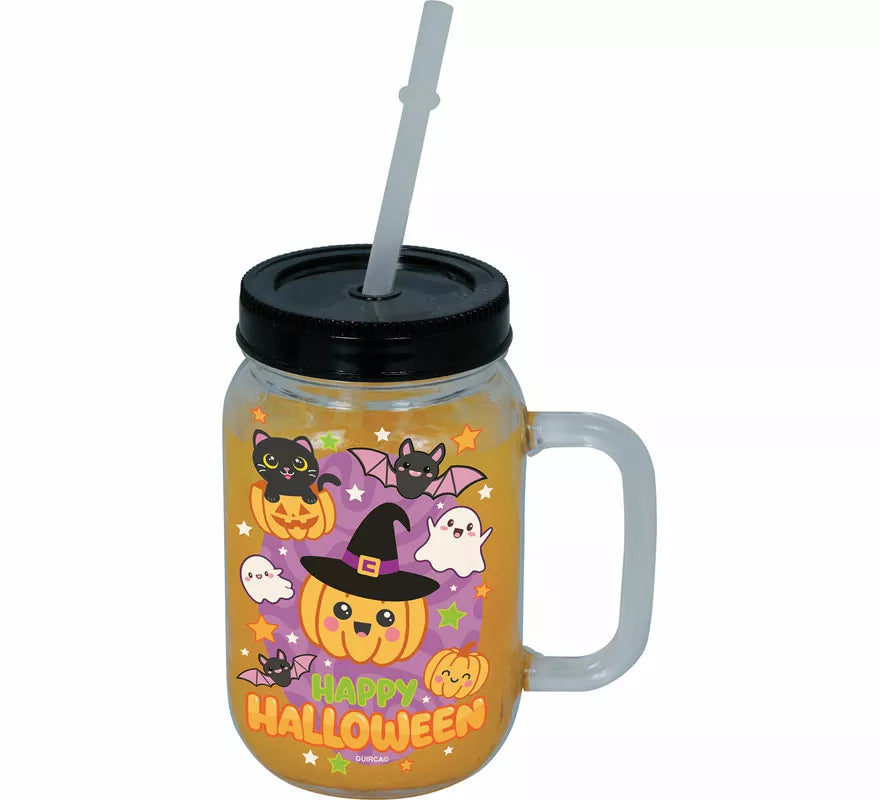 Translation missing: es.Jarra Happy Halloween con Pajita de 14 cm