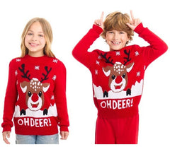 Jersey de Navidad Oh Deer rojo con reno para niños