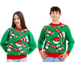 Jersey de Navidad Papá noel Cool verde y rojo para adulto