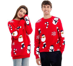 Jersey de Navidad Papá Noel y Muñeco de Nieve Allover Print para adulto