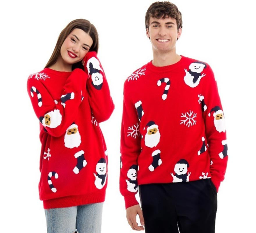 Translation missing: es.Jersey de Navidad Papá Noel y Muñeco de Nieve Allover Print para adulto