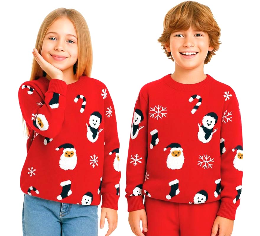 Translation missing: es.Jersey de Navidad Papá Noel y Muñeco de Nieve Allover Print para niños