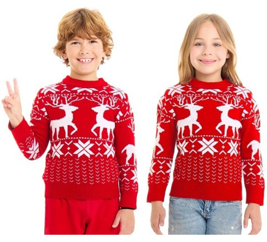 Translation missing: es.Jersey de Navidad Renos greca rojo para niños