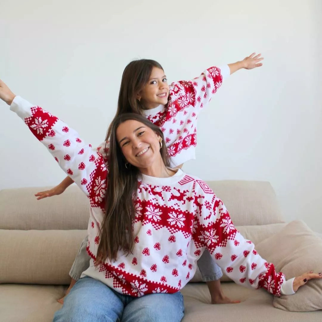 Translation missing: es.Jersey de Navidad Woods Greca Copos rojo y blanco para niños