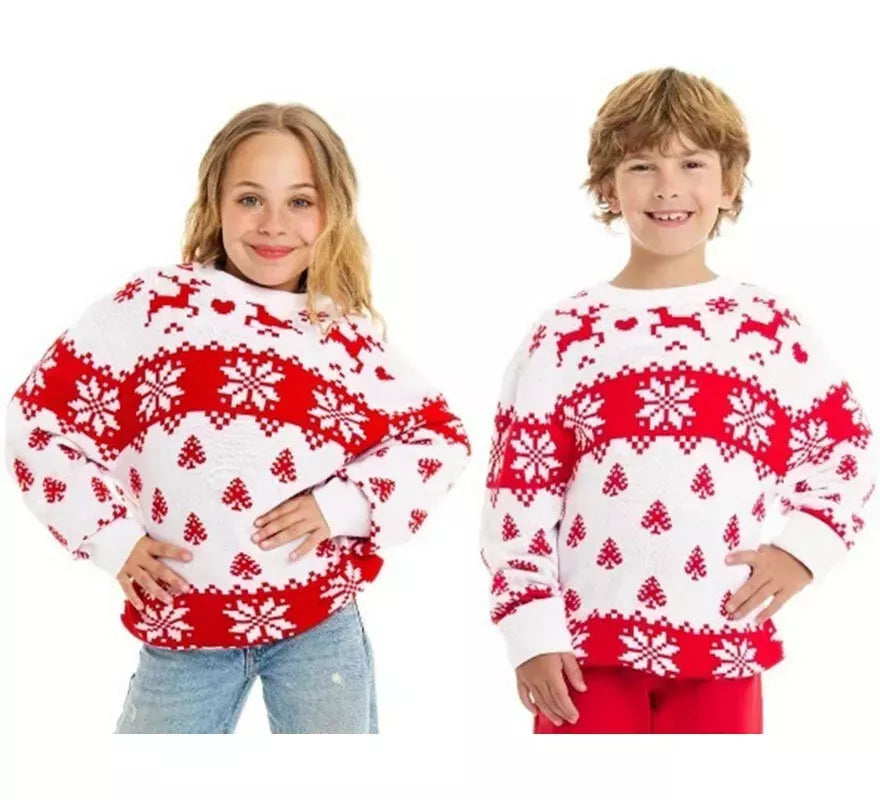 Translation missing: es.Jersey de Navidad Woods Greca Copos rojo y blanco para niños