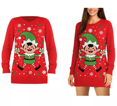 Jersey Largo Navideño de Elfo para mujer