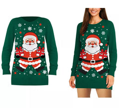Jersey Largo Navideño de Papá Noel para mujer