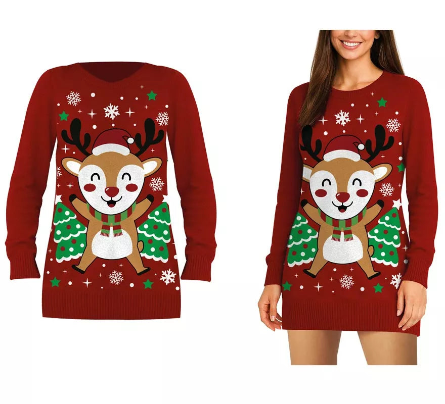 Translation missing: es.Jersey Largo Navideño de Reno para mujer