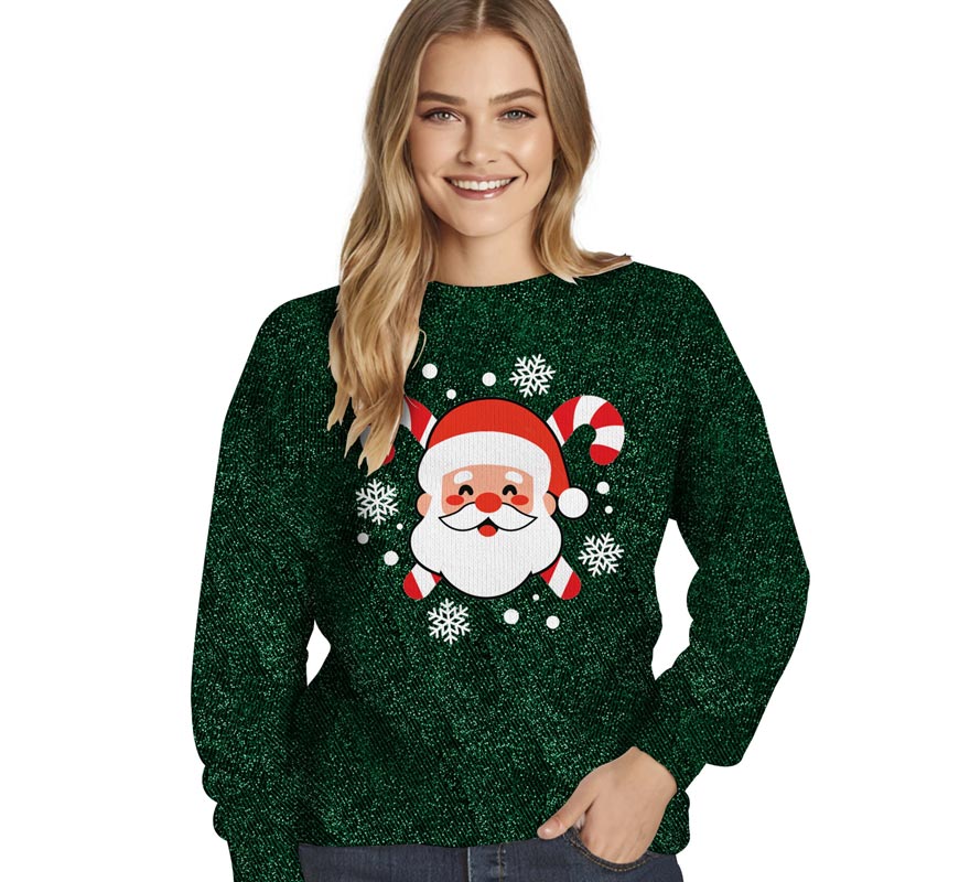 Translation missing: es.Jersey Navidad Papa Noel con Purpurina para mujer
