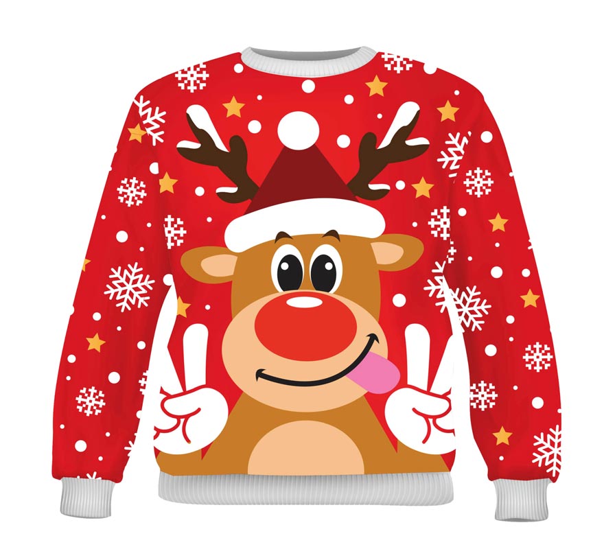Translation missing: es.Jersey Navidad Reno Feliz rojo para niños