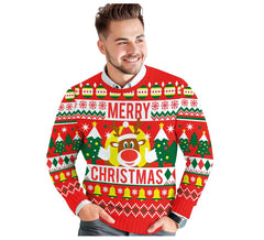 Jersey Navidad Reno Merry Christmas rojo para hombre